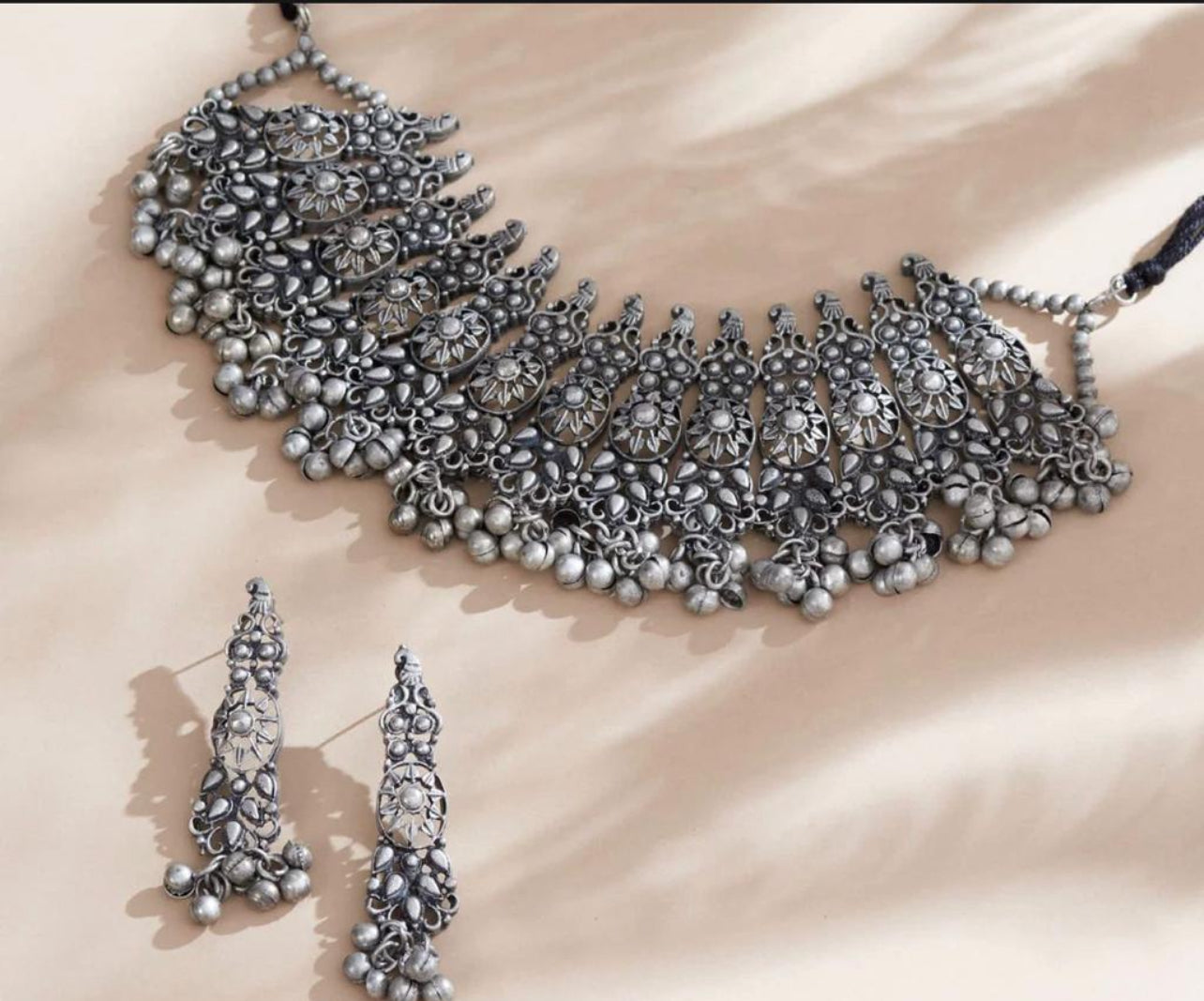 Oxidized Choker Necklace - 10018