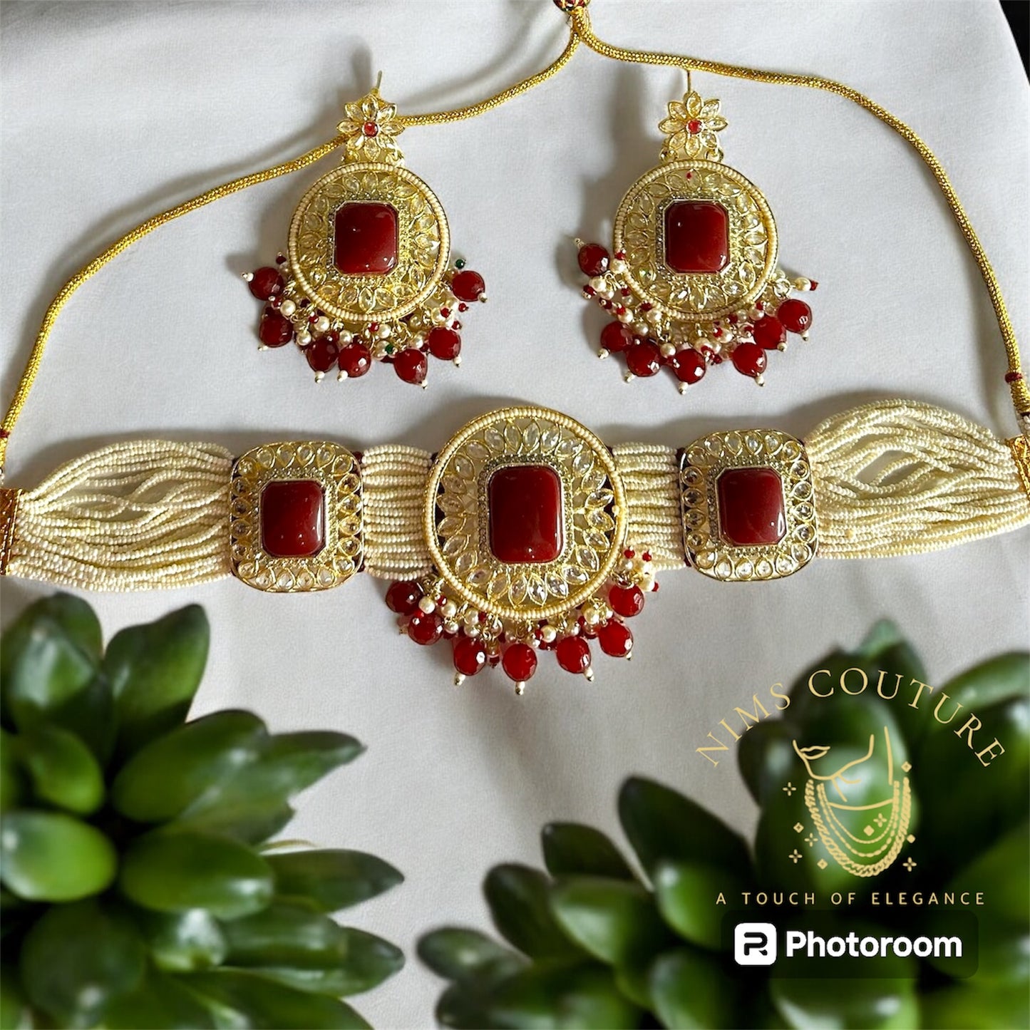 Polki Choker Necklace Set 10079 - 3