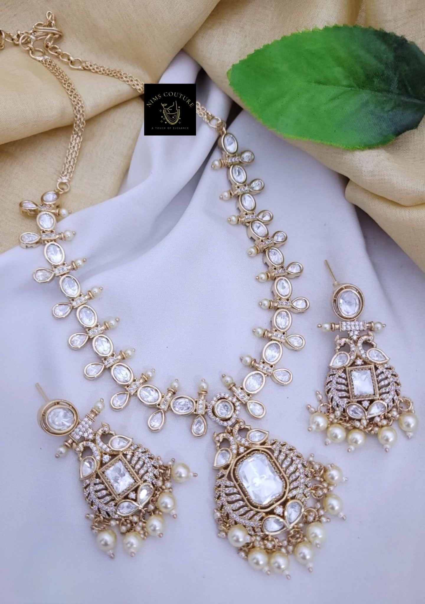 Premium Moissanite Kundan Necklace - 10111 -2
