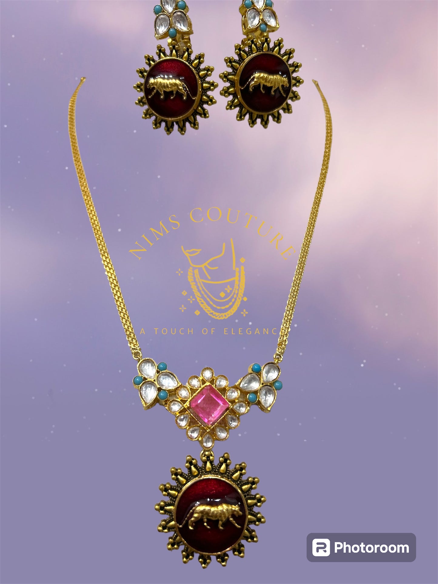 Sabyasachi Inspired Raha Pendant Set - 10077 - 1