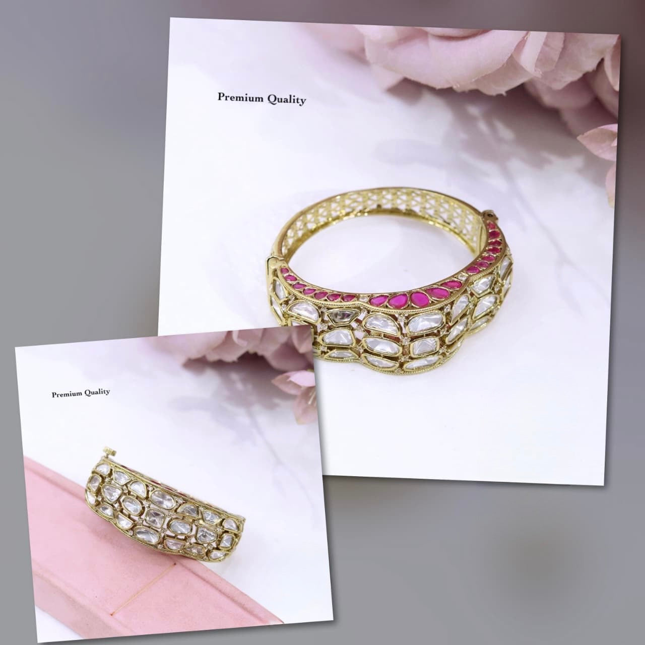 Noor Mahal Ruby Kundan Bangle - 10146