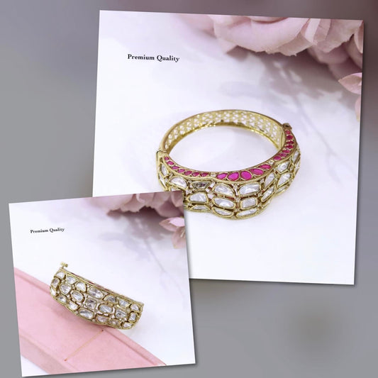 Noor Mahal Ruby Kundan Bangle - 10146