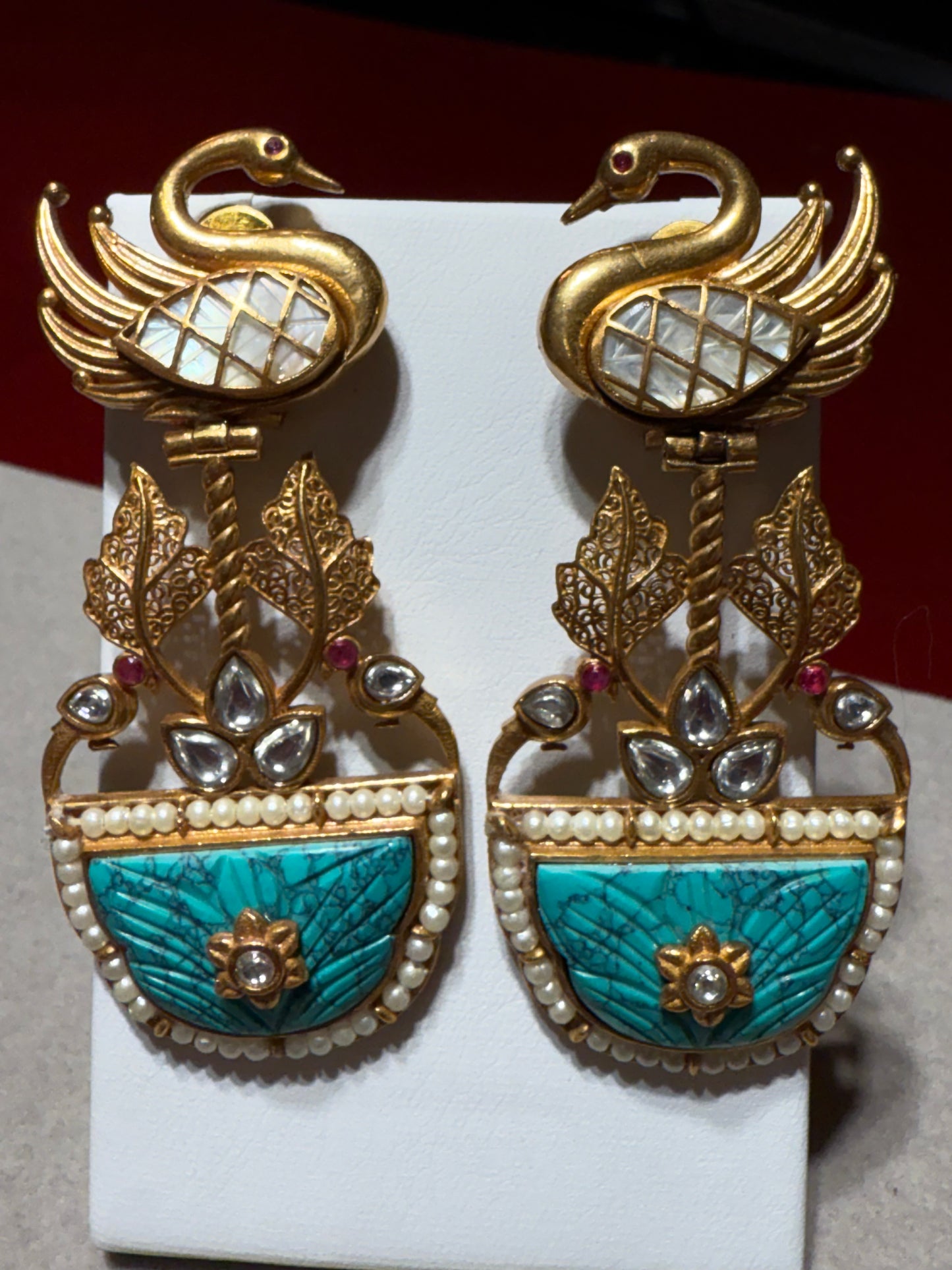 Royal Swan Turquoise Statement Earrings - 10145