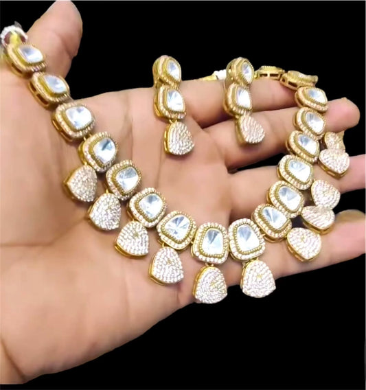 Moissanite Kundan Necklace - 10084