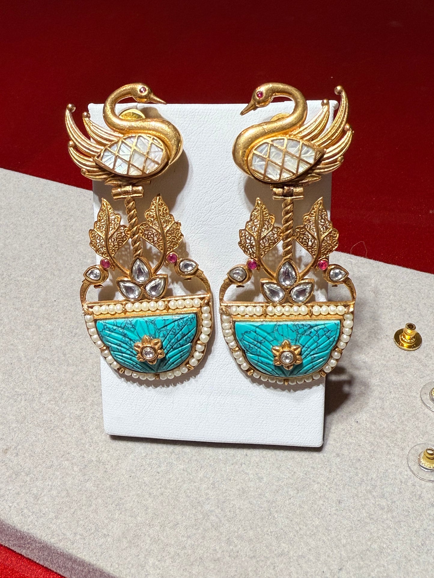 Royal Swan Turquoise Statement Earrings - 10145