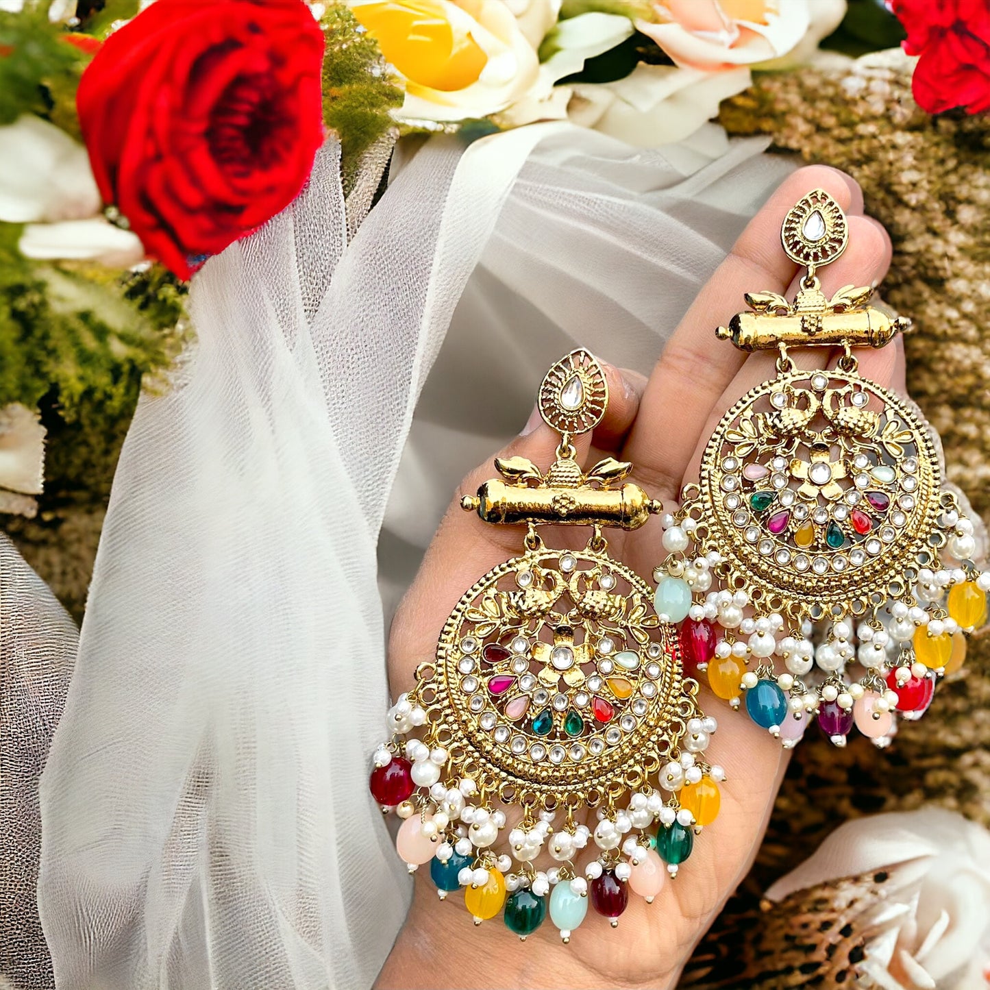 Long Jhumka Earrings - 10061 -7